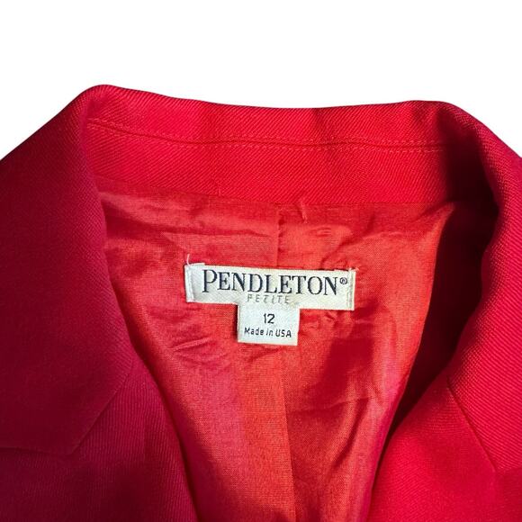 Vintage Pendleton Blazer Womens Size 12 Soild Red 100% Virgin Wool Petite - Picture 4 of 10